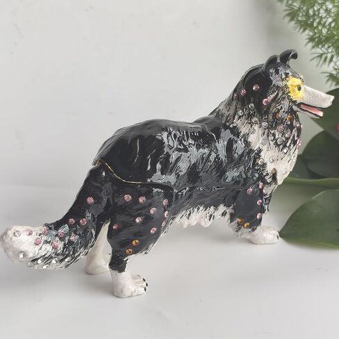 Enamel Dog Trinket Box Hand Painted Jewelry Organizer Decorative Treasure Box Puppy Ornamental For Home & Office Decor Gift For Family Friends Black in Saudi Arabia