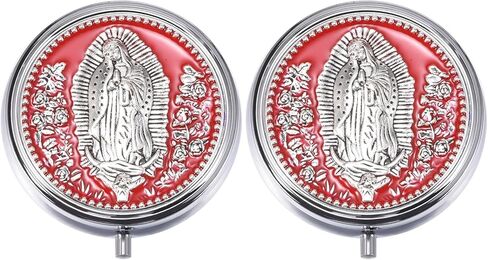 صندوق تخزين مجوهرات غوادالوبي فيرجن أوف بيس الديني مكون من قطعتين، مناسب لتخزين المسابح والإكسسوارات الصغيرة والهدايا التذكارية عند تلقي المناولة الأولى. (أرجواني) in Kuwait