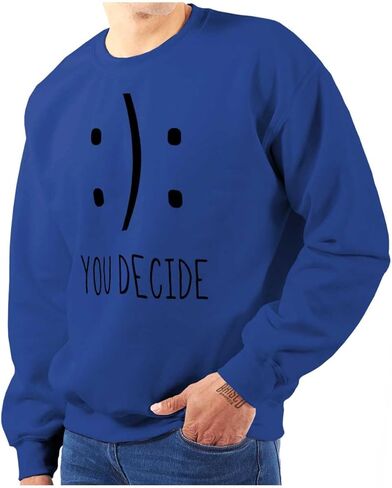 Brisco Brands You Decide Happy Sad Emoticon سويت شيرت لطيف للرجال والنساء in Saudi Arabia