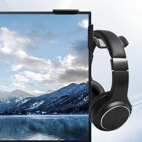 حامل شاشة لسماعات الرأس وسماعات الرأس، حامل سماعة الرأس للشاشة، حامل لسماعات الرأس وسماعات الرأس (حامل من الدرجة الممتازة يوفر مساحة المكتب ويحمي سماعات الرأس، أسود) in Kuwait