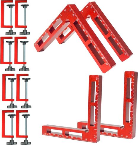 90 درجة مربعات تحديد المواقع الزاوية اليمنى المشابك للأعمال الخشبية - 4 عبوات 5.5 بوصة من سبائك الألومنيوم مشابك زاوية النجارة، لإطار الصورة، الخزانة، الصناديق، الأدراج (4 عبوات 5.5 بوصة) in Kuwait