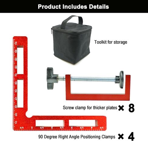 90 درجة مربعات تحديد المواقع الزاوية اليمنى المشابك للأعمال الخشبية - 4 عبوات 5.5 بوصة من سبائك الألومنيوم مشابك زاوية النجارة، لإطار الصورة، الخزانة، الصناديق، الأدراج (4 عبوات 5.5 بوصة) in Kuwait