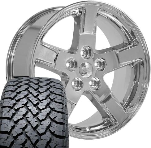 OE Wheels DG62 20 Inch Rims and Tires Fit Ram 1500 Style 5x139.7 20x9 Chrome - Hollander 2364 - TS-37 AT 275/55-20 (Set of 4) in Saudi Arabia