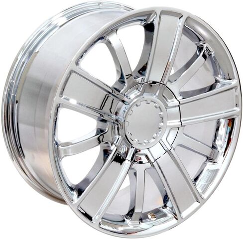 إطارات وإطارات OE Wheels CV77 مقاس 20 بوصة تناسب Silverado 1500 Style 6x139.7 20x9 Chrome - Hollander 5653 - TS-37 AT 275/55-20 (مجموعة من 4) in Saudi Arabia