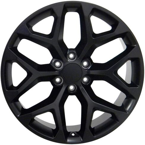 OE Wheels CV98 22 Inch Rims and Tires Fit Silverado 1500 Snowflake Style 6x139.7 22x9 Satin Black - Hollander 5668 - TS-37 AT 285/45-22 (Set of 4) in Saudi Arabia