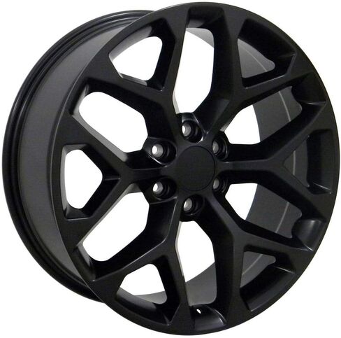 OE Wheels CV98 22 Inch Rims and Tires Fit Silverado 1500 Snowflake Style 6x139.7 22x9 Satin Black - Hollander 5668 - TS-37 AT 285/45-22 (Set of 4) in Saudi Arabia
