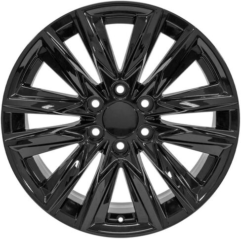 إطارات وإطارات OE Wheels CA91 مقاس 20 بوصة تناسب طراز Escalade Sport Style 6x139.7 20x9 أسود لامع - هولاندر 4869 - TS-37 AT 275/55-20 (مجموعة من 4) in Saudi Arabia