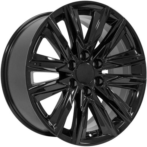 إطارات وإطارات OE Wheels CA91 مقاس 20 بوصة تناسب طراز Escalade Sport Style 6x139.7 20x9 أسود لامع - هولاندر 4869 - TS-37 AT 275/55-20 (مجموعة من 4) in Saudi Arabia