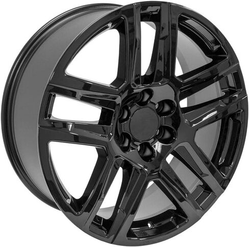 OE Wheels CV63 22 Inch Rims and Tires Fit Silverado 1500 Z71 Style 6x139.7 22x9 Gloss Black - Hollander 5913 - TS-37 AT 285/45-22 (Set of 4) in Saudi Arabia