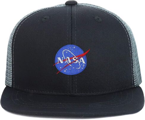 Armycrew Youth Kid's Small NASA Insignia Patch Flat Bill Snapback Trucker Cap in Saudi Arabia