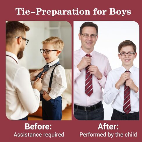 ربطات عنق للأولاد والأطفال، ربطات عنق مخططة للأولاد، مشبك قابل للتعديل مسبقًا على ربطات العنق للزي المدرسي وحفلات التخرج وحفلات الزفاف التنكرية غير الرسمية (أحمر وأبيض) in Kuwait