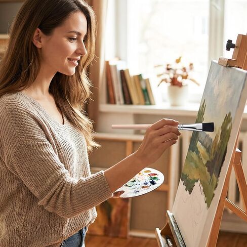 10 قطع من فرش الطلاء الصغيرة المسطحة، فرش رسم صغيرة كبيرة الحجم بمقبض خشبي للأكريليك والألوان المائية والزيت والحرف اليدوية وفنون الجسم للوجه (أسود) in Kuwait