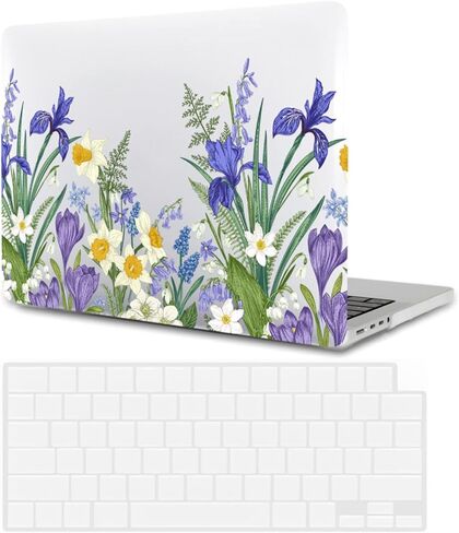 حافظة صلبة متوافقة مع جهاز MacBook Pro مقاس 13 بوصة طراز A2338 M1 A2289 A2251 A2159 A1989 A1708 A1706 الإصدار 2020 2019 2018 2017 2016، حافظة من البلاستيك الصلب وغطاء لوحة المفاتيح، زهور ساطعة in Saudi Arabia
