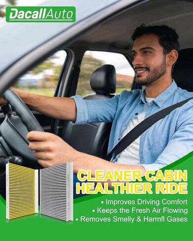 قطعتان من فلتر هواء كابينة الكربون المنشط Dacall - مناسب لشاحنات سلسلة فولفو VNL/VN/VNM/VHD/VT، لـ VNL 860 780 760 670، VN 780 670، VNM 630، VHD 430 والمزيد، استبدل الجزء رقم. 20435801, AF26405 in Saudi Arabia