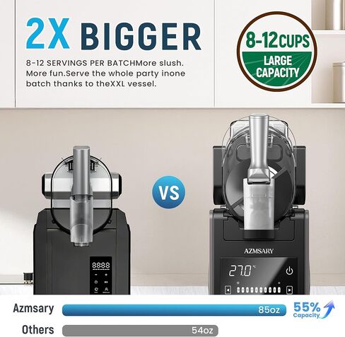 Slushie Machine, 85oz Ice Cream Machine & Slushy Machine for home, with LED Display, 6 Preset Programs for Margaritas, Frappés, Milkshakes, and Soft Serve, Automatic Cleaning, No Ice Needed in Kuwait