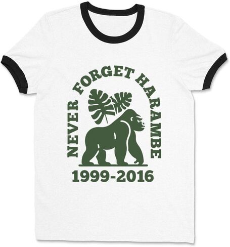 لا تنس أبدًا تي شيرت Harambe Ringer للجنسين in Saudi Arabia