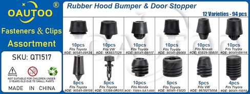 OAUTOO 94pcs fits Toyota Honda Nissan VW Hood Bumper Cushion Door Stopper Assortment in Saudi Arabia