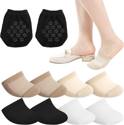 Women's Toe Socks for Mules Half Socks Toe Topper Covers No Show Invisible Non-slip Liners for Clogs Flats 6/8 Pairs in Saudi Arabia