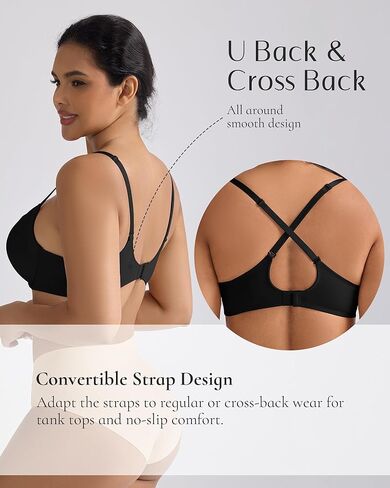 Push Up Bra Padded Demi T Shirt Bras Add 1 Cup Underwire Back Smoothing in Saudi Arabia