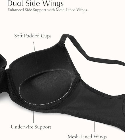 Push Up Bra Padded Demi T Shirt Bras Add 1 Cup Underwire Back Smoothing in Saudi Arabia