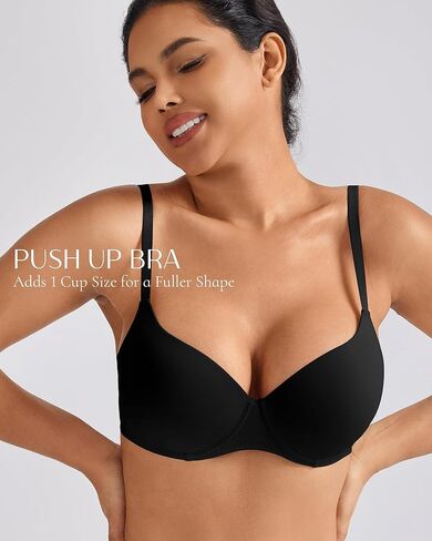 Push Up Bra Padded Demi T Shirt Bras Add 1 Cup Underwire Back Smoothing in Saudi Arabia