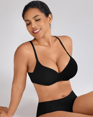 Push Up Bra Padded Demi T Shirt Bras Add 1 Cup Underwire Back Smoothing in Saudi Arabia