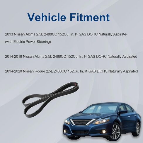 حزام محرك سيربنتين من AUCERAMIC مناسب لنيسان ألتيما 2013-2018، روغ 2014-2020، DOHC L4 2.5L، غاز فقط، 152 بوصة مكعبة، استبدال # 117203TA0A، 6PK1430، 6PK1429، 6PK1428، 11720-3TA0A in Kuwait