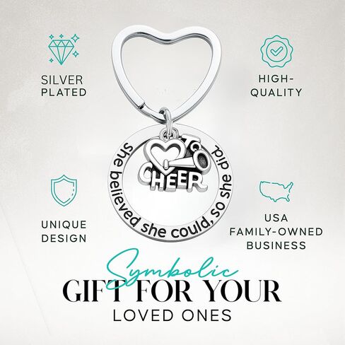 سلسلة مفاتيح Sportybella Cheer Charm - لقد اعتقدت أنها تستطيع ذلك - هدية تشجيع ملهمة غير مشوهة للنساء والفرق والمدربين in Saudi Arabia