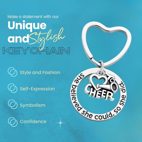 سلسلة مفاتيح Sportybella Cheer Charm - لقد اعتقدت أنها تستطيع ذلك - هدية تشجيع ملهمة غير مشوهة للنساء والفرق والمدربين in Saudi Arabia