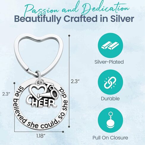 سلسلة مفاتيح Sportybella Cheer Charm - لقد اعتقدت أنها تستطيع ذلك - هدية تشجيع ملهمة غير مشوهة للنساء والفرق والمدربين in Saudi Arabia