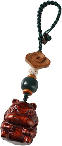 Handcarved Sandalwood Lucky Hippo Keychain for Women, Unique Hippo Phone Charm for Purse, Bags and Backpacks in Saudi Arabia