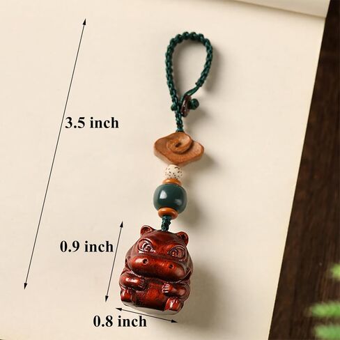 Handcarved Sandalwood Lucky Hippo Keychain for Women, Unique Hippo Phone Charm for Purse, Bags and Backpacks in Saudi Arabia