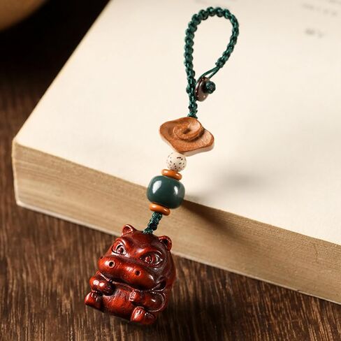 Handcarved Sandalwood Lucky Hippo Keychain for Women, Unique Hippo Phone Charm for Purse, Bags and Backpacks in Saudi Arabia