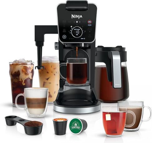 Ninja DualBrew Coffee Maker | Brew Coffee Grounds & Pods | Brew Classic, Rich, Over Ice, & Cold Brew | Brew Single-Serve Cup to Full 12-Cup Carafe | Stainless Steel | GP161 in Saudi Arabia