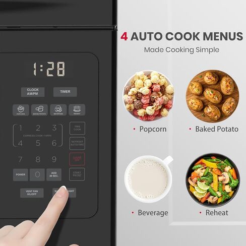 GASLAND 30 Inch Over-the-Range Microwave Oven, 1.7 Cu.Ft Over Stove Microwave, 1000W with 10 Power Levels, Sensor & One-Touch Cooking, 300 CFM Venting, LED Cooktop Light, Black Kitchen Microwave in Kuwait