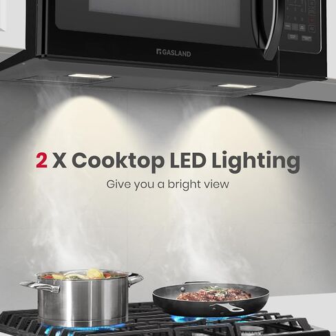 GASLAND 30 Inch Over-the-Range Microwave Oven, 1.7 Cu.Ft Over Stove Microwave, 1000W with 10 Power Levels, Sensor & One-Touch Cooking, 300 CFM Venting, LED Cooktop Light, Black Kitchen Microwave in Kuwait