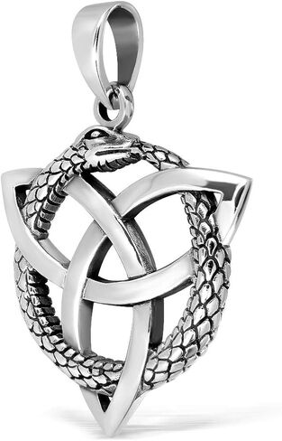 WithLoveSilver 925 Sterling Silver Celtic Triquetra Ouroboros Serpent Hoop Snake Infinity Pendant in Saudi Arabia