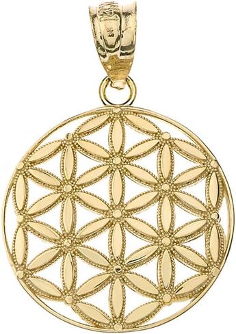 Solid 14k Gold Round Flower Of Life Sacred Geometry Spiritual Pendant in Saudi Arabia