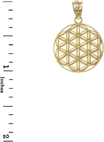 Solid 14k Gold Round Flower Of Life Sacred Geometry Spiritual Pendant in Saudi Arabia