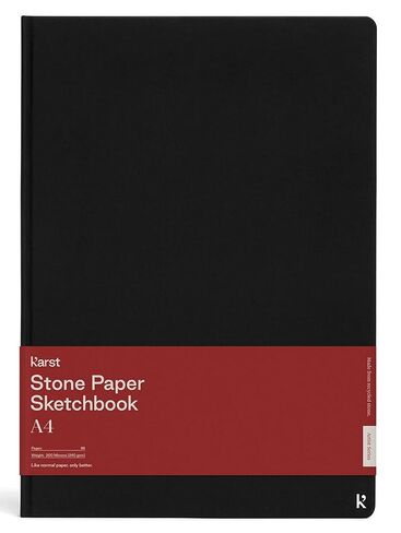 Karst A4 Hardcover Black Sketchbook - Mixed Media Sketchbook for Drawing & Art, Water Resistant Stone Paper, 96 Blank Pages, Lay Flat Binding in Saudi Arabia