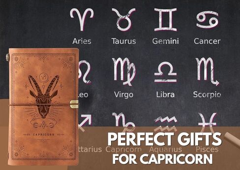 هدايا InnoBeta Capricorn، دفتر ملاحظات جلدي مع قلم، دفتر رسم قابل لإعادة الملء، مذكرات سفر، مخطط مبطن، 7x5 بوصة، بني in Saudi Arabia