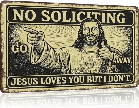 لافتة مضحكة بدون التماس للمنزل، "Jesus Loves You But I Don't" لافتات معدنية للباب الأمامي والمكتب والمنزل لتثبيط الزوار غير المرغوب فيهم، 8 × 12 بوصة in Saudi Arabia