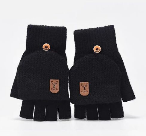Winter Gloves for Women & Men, Convertible Mittens Flap Cover Gloves, Fleece Knitted Warm Windproof Glove in Saudi Arabia