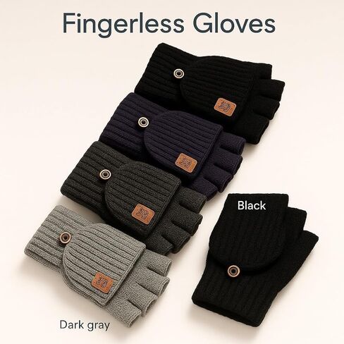 Winter Gloves for Women & Men, Convertible Mittens Flap Cover Gloves, Fleece Knitted Warm Windproof Glove in Saudi Arabia