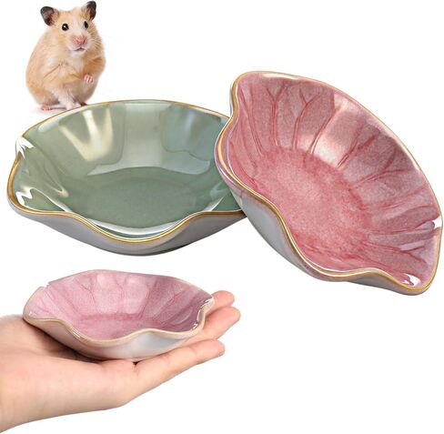 2 Pcs Hamster Food Bowl Ceramic Food Water Feeding Dish for Small Animals Hamster Guinea Pig Gerbil Dwarf Rat Mice Chinchilla Hedgehog Sugar Glider(Leaf) in Saudi Arabia