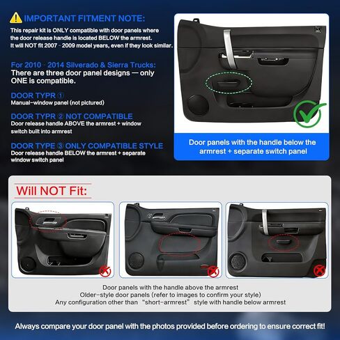 22818465 Front Left Driver Side Armrest Repair Kit Accessories for Chevy Silverado 1500 2500HD 3500HD 2010-2014, GMC Sierra 1500 2500HD 3500HD 2010-2014 Door Panel with Release Handle, Black in Kuwait