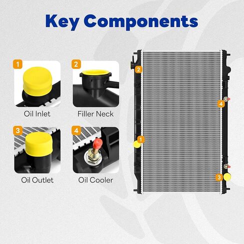 مشعاع كامل، متوافق مع 2002 2003 2004 2005 2006 Altima Base/S/SL 2.5L L4 مع مبرد زيت ناقل الحركة in Kuwait