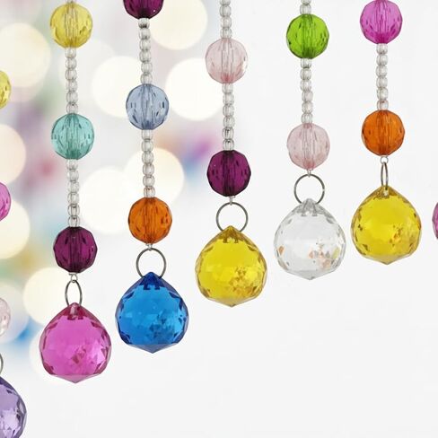 Acrylic Multicolor Beaded Door Curtain, Self-Adhesive Door String Beads Curtains for Doorways Hippie Window Closet Door Way Bead Hangings Curtain Arched Bedroom Hallway String Curtains(20 Strings) in Kuwait