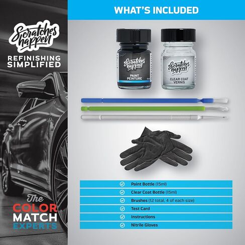 طقم طلاء ScratchesHappen Exact-Match Touch Up - Ibis White (LY9C/T9) لسيارة Audi - أساسي (طلاء + طبقة شفافة) in Kuwait