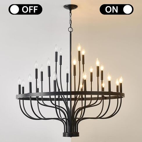 HHR 40 بوصة مزرعة بهو الثريا مدخل السقف العالي 24 ضوء، شمعة الثريا تركيبات الإضاءة الحديثة الثريات السوداء لغرفة الطعام غرفة النوم المدخل المطبخ غرفة المعيشة in Kuwait